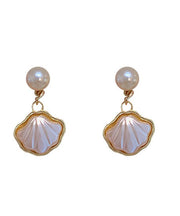 French White Copper Alloy Pearl Shell Drop Earrings
