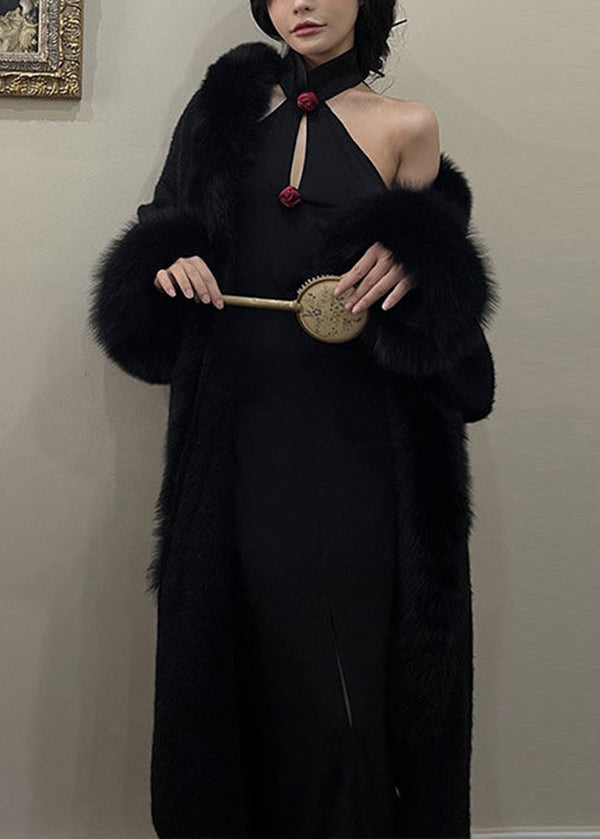 French White Fur collar Faux Mink Velvet Cardigan Winter