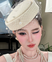French White Mesh Patchwork Beret Hat