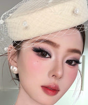 French White Mesh Patchwork Beret Hat