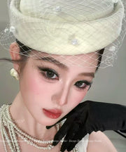 French White Mesh Patchwork Beret Hat