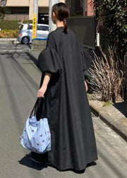 French White Oversized Cotton Shirt Dresses Lantern Sleeve