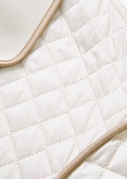 French White Peter Pan Collar Patchwork Button Parka Fall