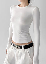 French White Silm Patchwork Lace Blouses Fall