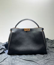 French White Solid Durable Leather Women Tote Handbag