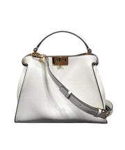 French White Solid Durable Leather Women Tote Handbag