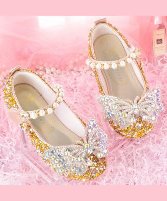 Girl Baby Princess Crystal Shoes Pink Chic Buckle Strap Nail Bead
