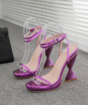 Gold High Heel Faux Leather Fashion Splicing Sandals
