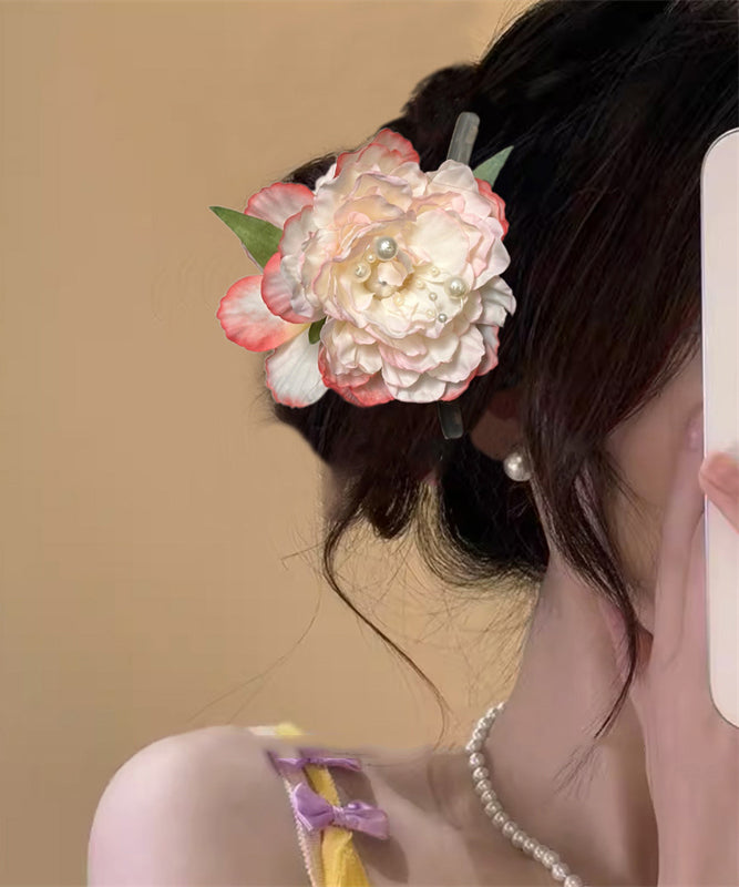 Gradient Color Alloy Pearl Peony Floral Hairpin