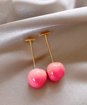 Gradient Color Pink Copper Alloy Cherry Drop Earrings