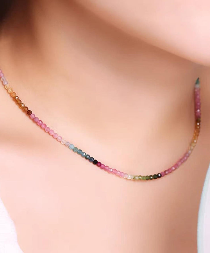 Gradient Color Sterling Silver Beading Gratuated Bead Necklace