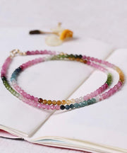 Gradient Color Sterling Silver Beading Gratuated Bead Necklace