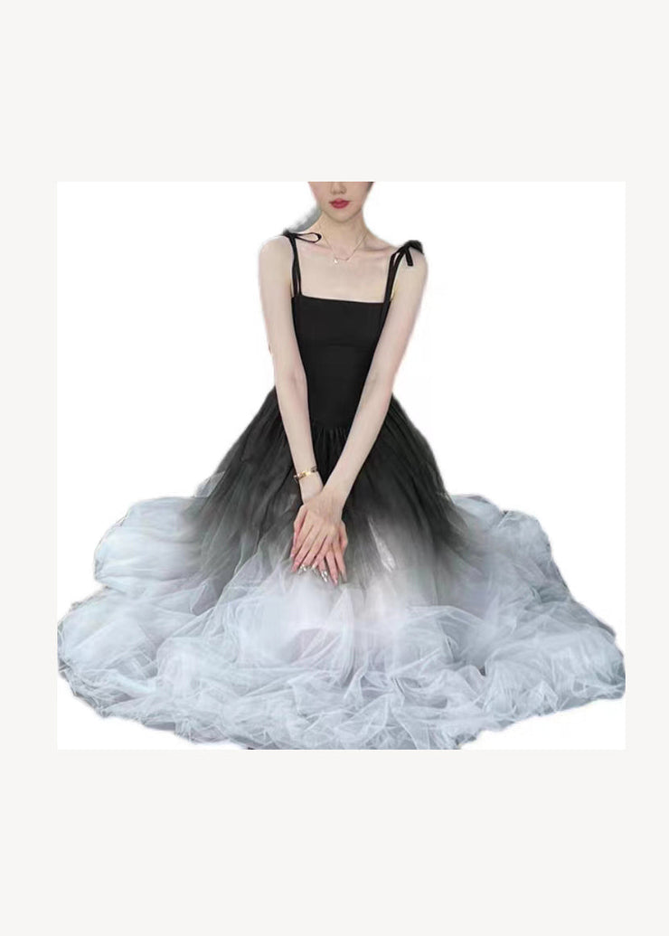 Gradient Color Wrinkled Strap Dress 2025 New Original Design
