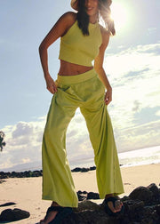 Grass Green Silm Fit Cotton Two Piece Set Women Clothing Summer