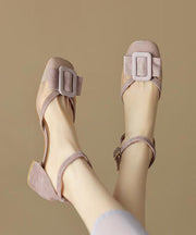 Grass Green Tulle Buckle Strap Splicing Chic Chunky Sandals