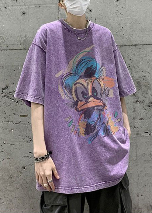 Green Cartoon Print Cotton Mens T Shirts O Neck Summer