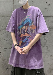 Green Cartoon Print Cotton Mens T Shirts O Neck Summer