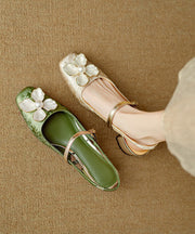 Green Chunky Floral Faux Leather New Chinese Style Sandals