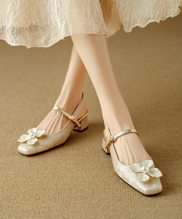Green Chunky Floral Faux Leather New Chinese Style Sandals