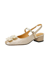 Green Chunky Floral Faux Leather New Chinese Style Sandals