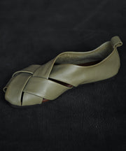 Green Comfy Cowhide Leather Splicing Hiking Sandals