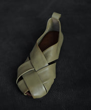Green Comfy Cowhide Leather Splicing Hiking Sandals