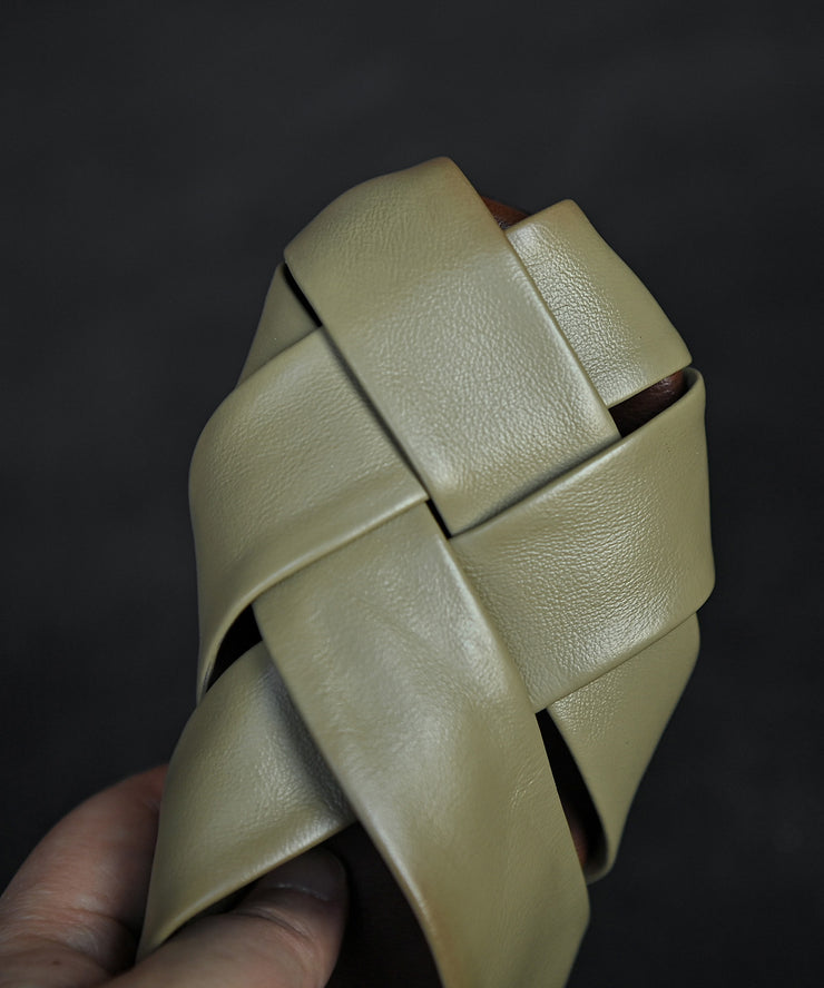 Green Comfy Cowhide Leather Splicing Hiking Sandals