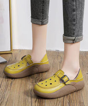 Green Cowhide Leather 2025 New Hollow Out Flat Shoes