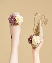 Green Floral Splicing Beautiful Chunky Sandals