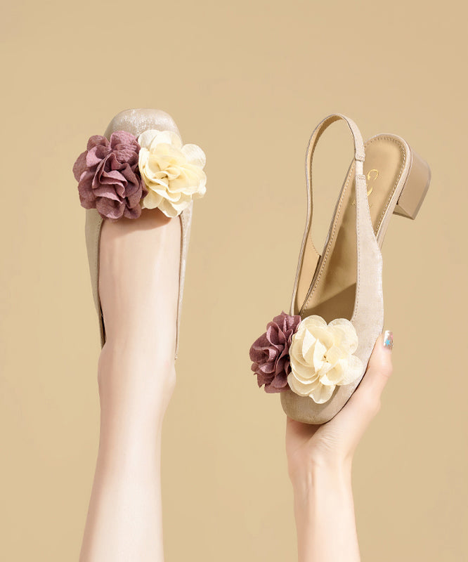Green Floral Splicing Beautiful Chunky Sandals