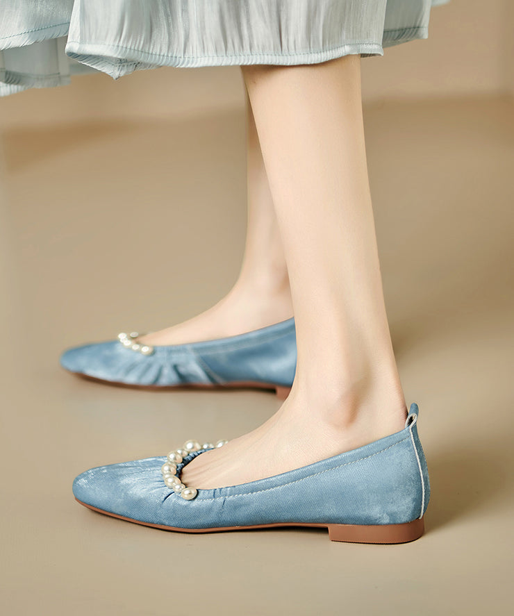 Green Nail Bead Wrinkled Women Penny Loafers
