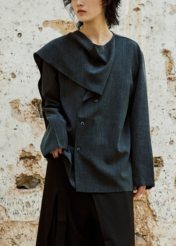 Green Patchwork Cozy Solid Tops Fall