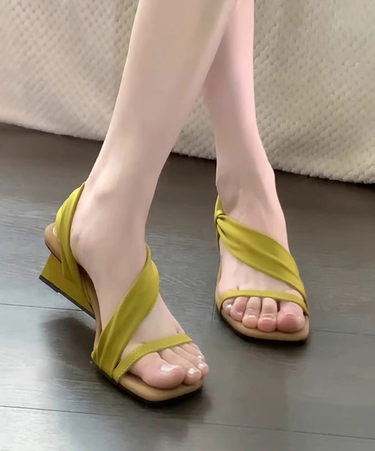 Green Peep Toe Splicing French Wedge Sandals