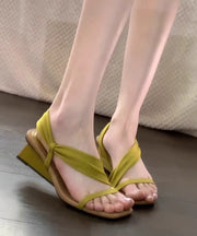 Green Peep Toe Splicing French Wedge Sandals
