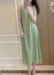 Green Pockets Linen Two Pieces Set Embroidered Bracelet Sleeve