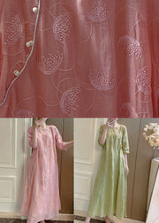 Green Pockets Linen Two Pieces Set Embroidered Bracelet Sleeve