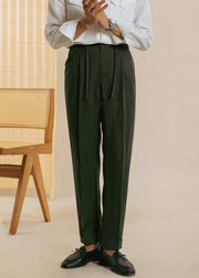 Green Pockets Solid Linen Mens Pants Casual Clothing Drawstring