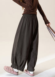 Grey Elastic Waist Tie Waist Lantern Pants Fall