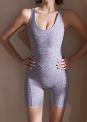 Grey High Waist One Piece Workout Suit Leggings
