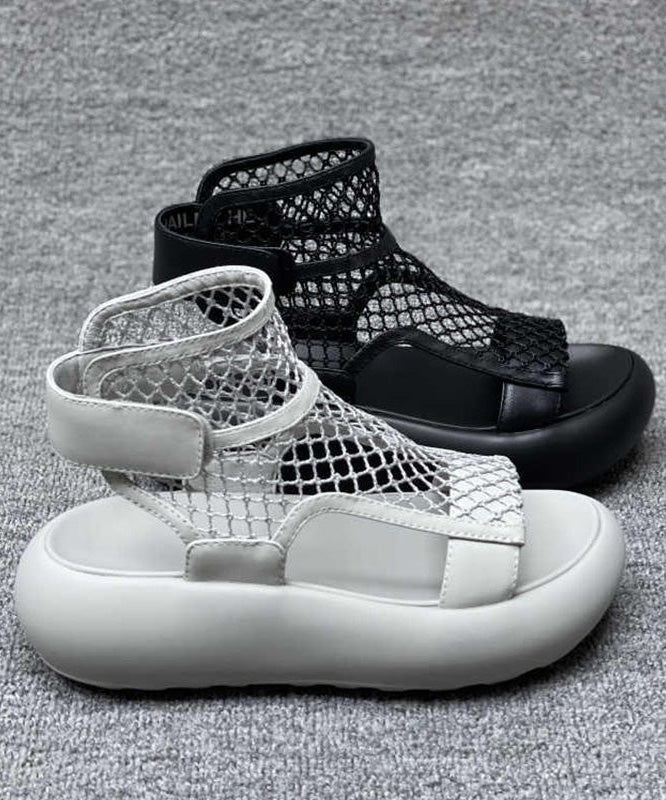 Grey Platform Breathable Mesh Casual Splicing Sandals