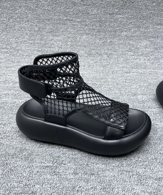 Grey Platform Breathable Mesh Casual Splicing Sandals
