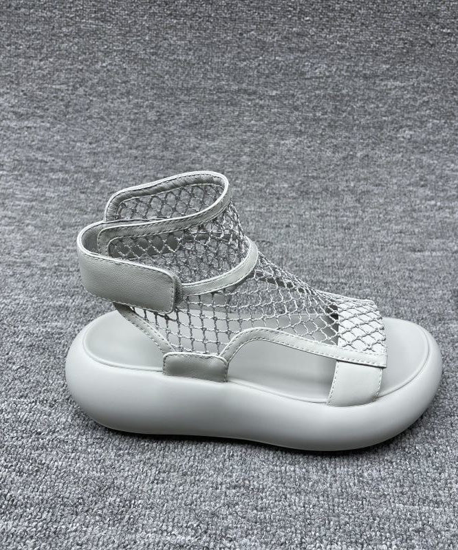 Grey Platform Breathable Mesh Casual Splicing Sandals