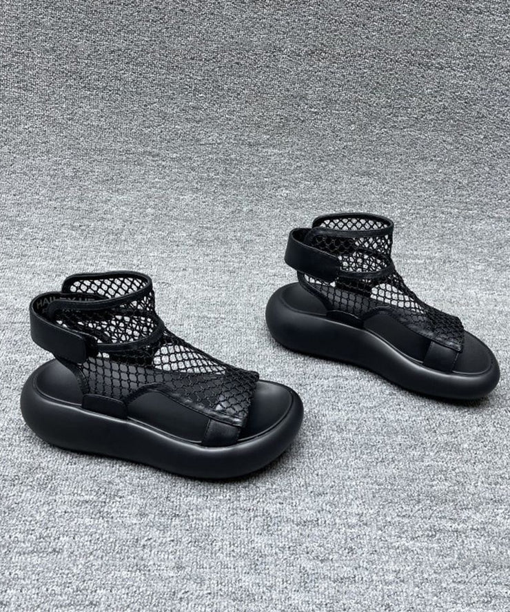 Grey Platform Breathable Mesh Casual Splicing Sandals