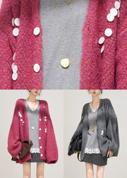 Grey Sequins Solid Cotton Knit Cardigans Fall