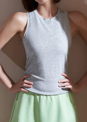 Grey Wrinkled Patchwork Hollow Out Yoga Tops