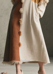 Handmade Asymmetrical Patchwork Fuzzy Ball Decorated Dresses Fall