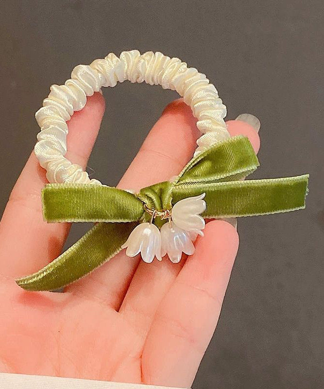 Handmade Beige Alloy Fabric Art Lily Of The Valley Tassel Hair Band