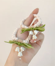 Handmade Beige Alloy Fabric Art Lily Of The Valley Tassel Hair Band