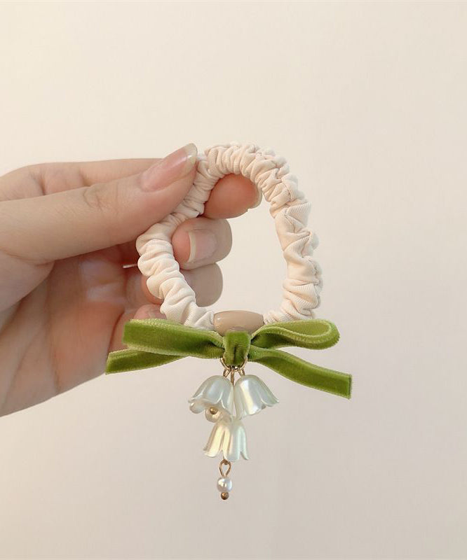 Handmade Beige Alloy Fabric Art Lily Of The Valley Tassel Hair Band