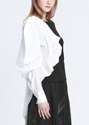Handmade Black Asymmetrical Patchwork T Shirts Fall